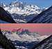 Grand Combin in the morning and at sunset from the far Rhêmes valley