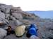 Our bivy spot on the summit,...