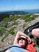 Phaela tired at the summit, with a view of Mt St Helens