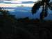 sangay at sunset from the rainforest close tu puyo