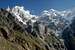 Lady Finger, Hunza Peak & Bojahagur Duanasir II (7329m) rising above Ultar Meadow