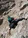 Dirk Anderson downclimbing the difficulties of Half Peak's North East Ridge