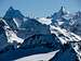 Dent d'Hérens 4171m nad Matterhorn 4478m
