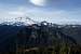 (L-R) Mt. Rainer, Little Tahoma, Double Peak, Cowlitz Chimneys from Shriner Peak