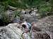 Climbing the waterfall aproaching Leigh Lake