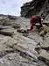 Ascending the main south couloir of Vysoka