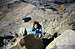 My wife, Carolyn climbing a steep gully to Mt. Agassiz