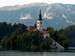 The famous church on the island of the Bled lake