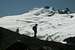 Figure Silhoutted against Challenger Glacier
