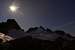 Night 2 on Ptarmigan Traverse: 1 min exposure of moon over Dome Peak