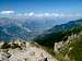 View up the Valais Rhône valley from the summit of the Pierre Avoi