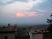 Thunderstorm clouds illuminated by the evening sun above Montepulciano