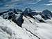 from top of the central summit looking over the minor Breithorn peaks towards Monte Rosa