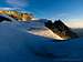 First look to Aiguille de la Tsa reaching it from Cabane de Bertol