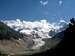 Head of Glacier Morteratsch - Palù and Bernina peaks back