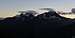 Pre-dawn view of Fletschhorn (3993m), Lagginhorn (4010m) and Weissmies (4023m) from the Britanniahütte