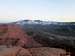 The La Sal Mountains seen from the top of Castleton Tower at sunset