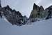 Dramatic  Spires rise above the Triple Couloirs
